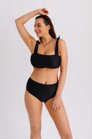 Horní díl plavek s mašlemi na ramenou, černý