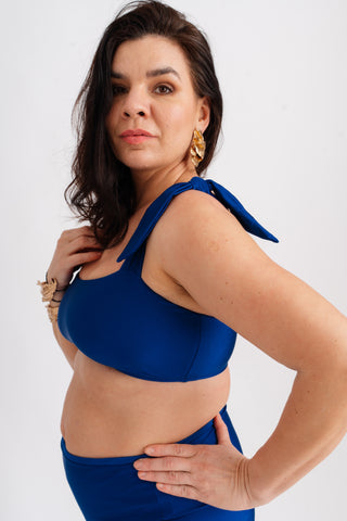 Spodní díl plavek tvarující s vysokým pasem, modrý