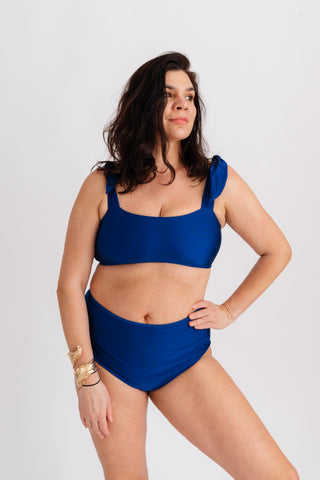 Horní díl plavek s mašlemi na ramenou, modrý