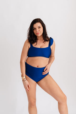 Horní díl plavek s mašlemi na ramenou, modrý
