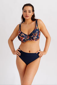 Horní díl plavek s kosticemi a podloženými ramínky, s květinovým vzorem