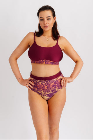 Spodní díl plavek s vysokým pasem retro, s hadím vzorem