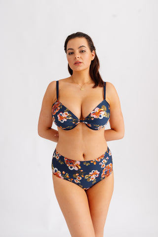 Spodní díl plavek tvarující s vysokým pasem, s květinovým vzorem