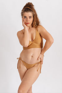 Spodní díl plavek bikiny s vázáním, zlaté