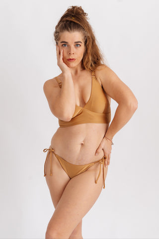 Spodní díl plavek bikiny s vázáním, zlaté