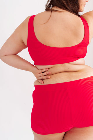 Spodní díl plavek sportovní kraťásky se žebrováním, růžové