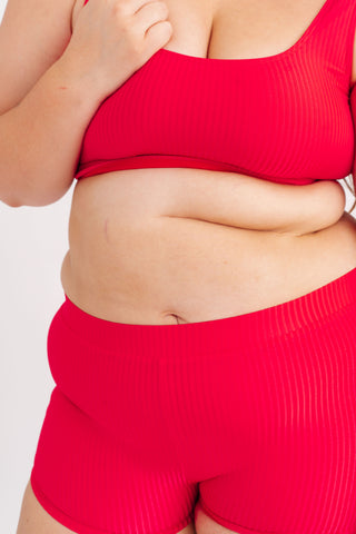 Spodní díl plavek sportovní kraťásky se žebrováním, růžové