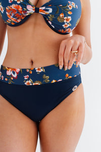 Spodní díl plavek s variabilním pasem, s květinovým vzorem