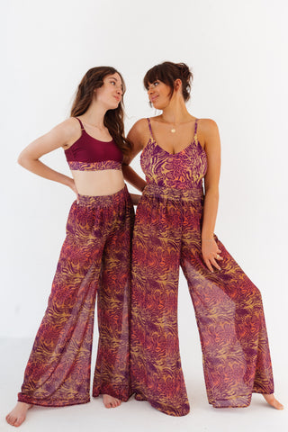 Plážové šifonové kalhoty extra široké, s hadím vzorem