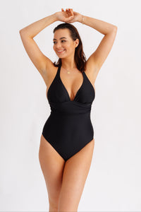 Jednodílné plavky se zavazováním za krk, černé