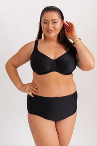 Horní díl plavek s kosticemi a podloženými ramínky, černý