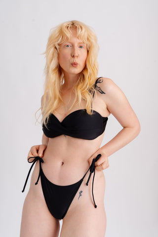 Spodní díl plavek bikiny s vázáním, černé