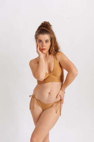 Spodní díl plavek bikiny s vázáním, zlaté
